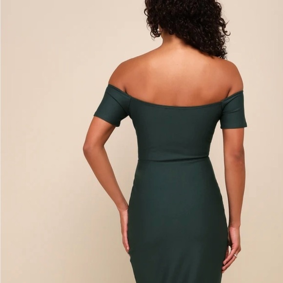 Lulu's Strapless Dark Green Dress - Picture 2 of 6